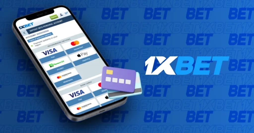 Available payment methods in mobile application from 1xBet Malaysia