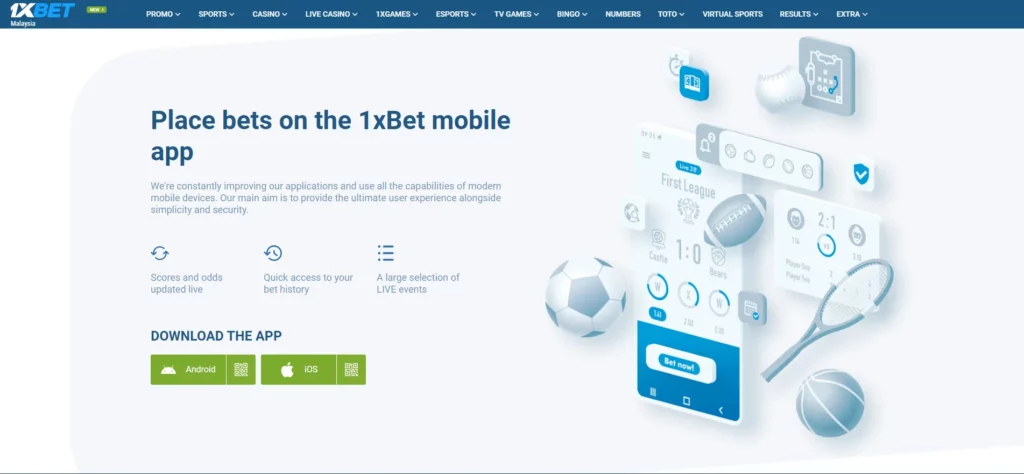 Mobile Application for Sports Betting from 1xBet Malaysia