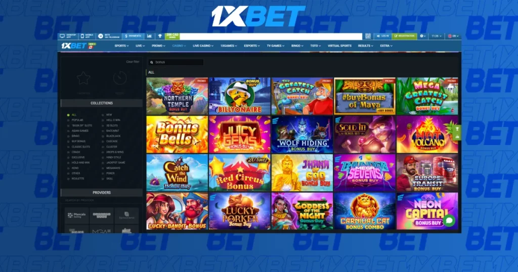 1xBet Malaysia 移动应用程序中的在线赌场功能